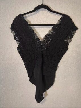 Zara Black Lace V-Neck Women's Bodysuit